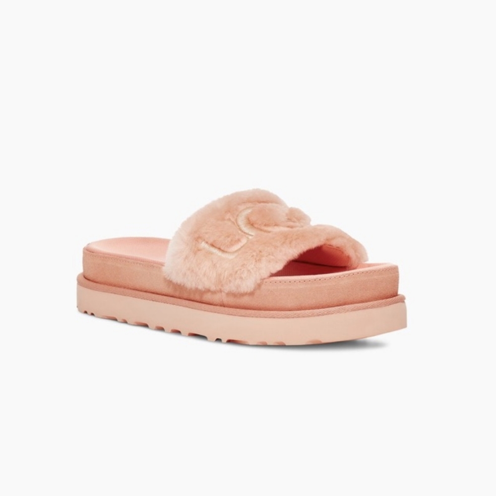 UGG Peach-pink Fluffy Sandals